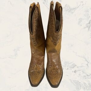 Women's Old West LF1540 Overlay Leather Fancy Cowboy Boots Size 9